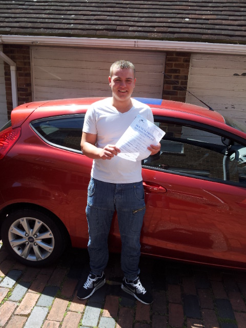 Brad just after passing his practical driving test...first time.